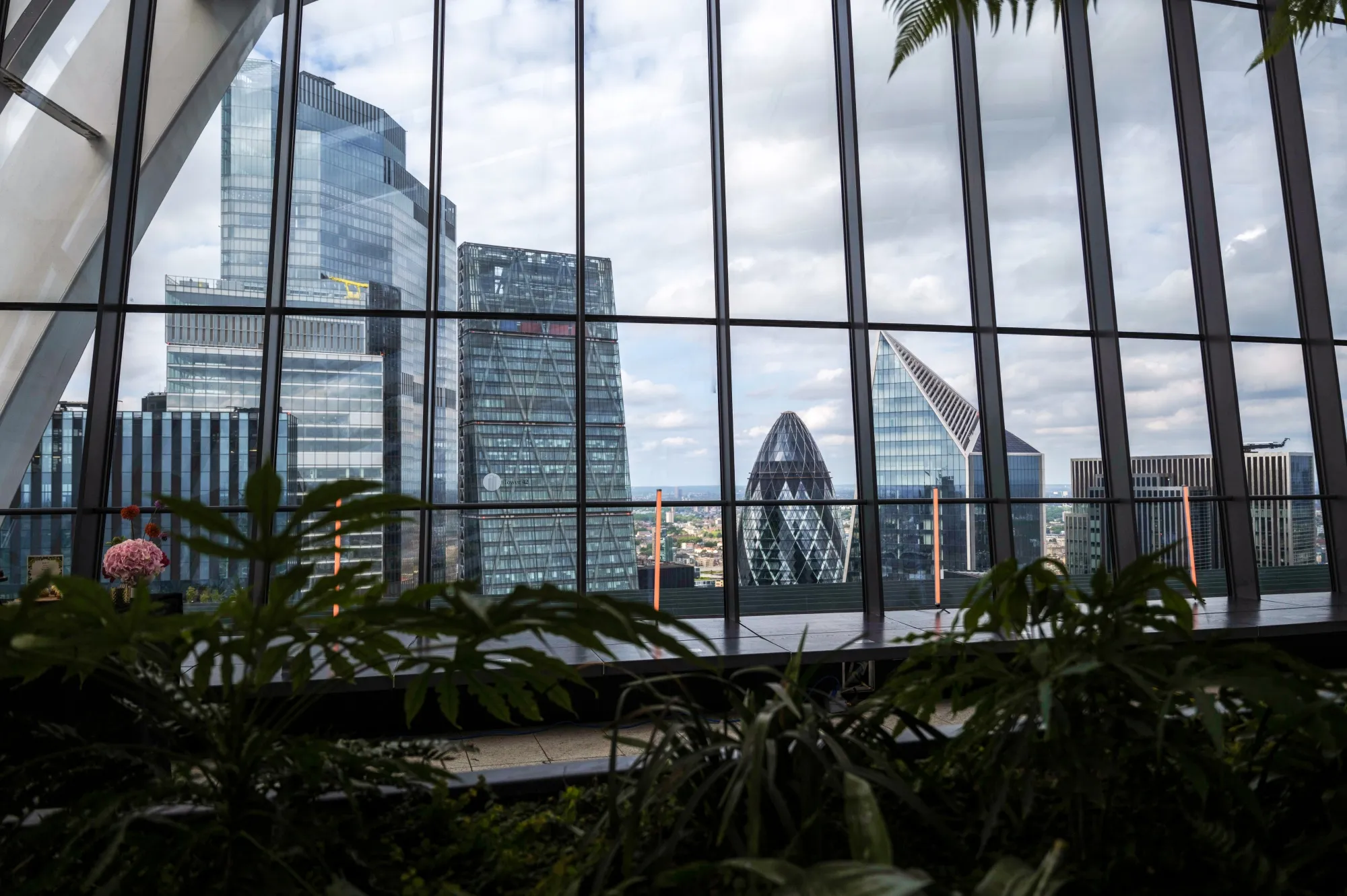 Skyscrapers on the skyline of the Square Mile financial district of the City of London, seen from the Sky Garden at 20 Fenchurch Street.