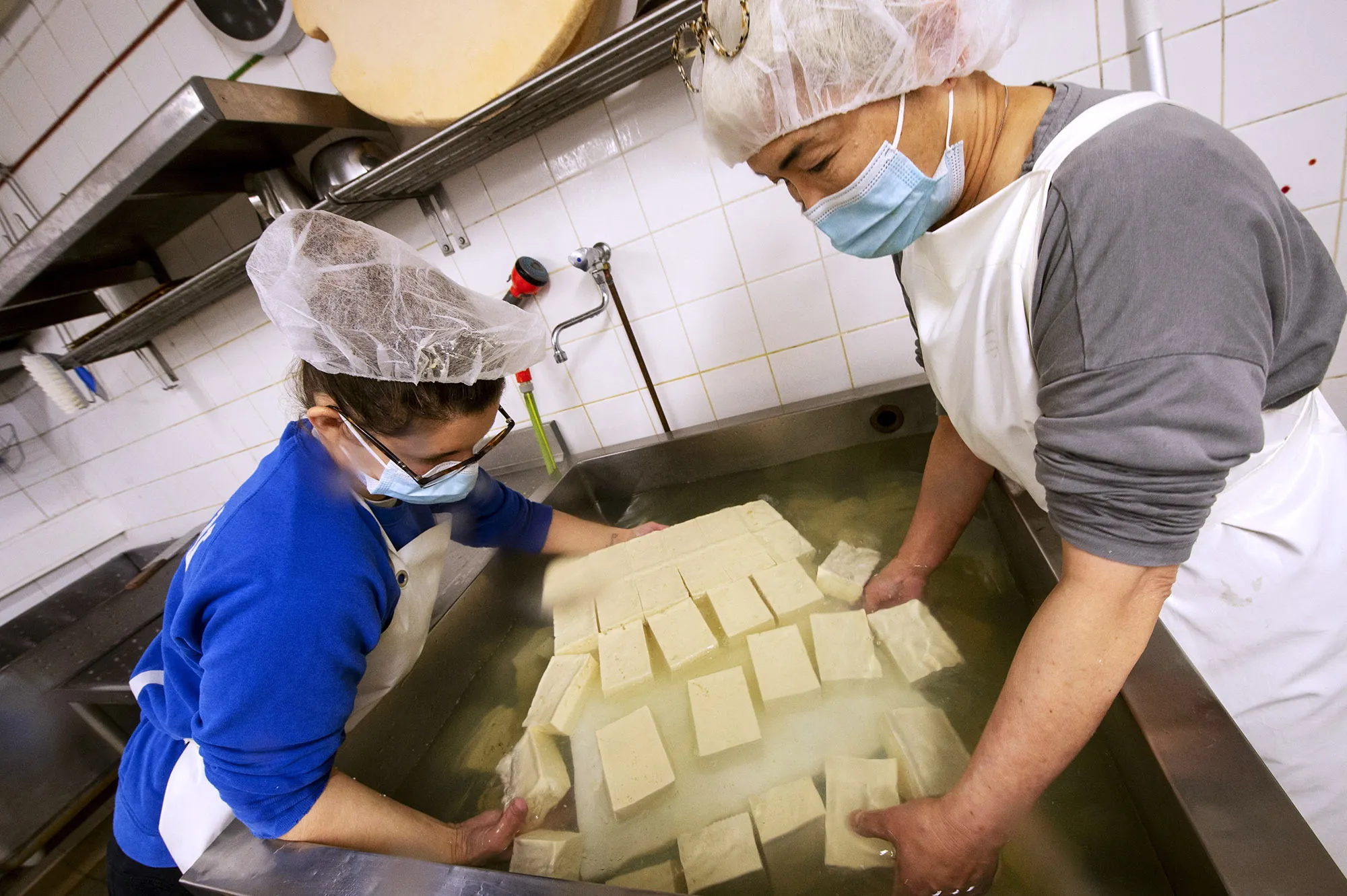 Tofu production&nbsp;in Le Mans, France.