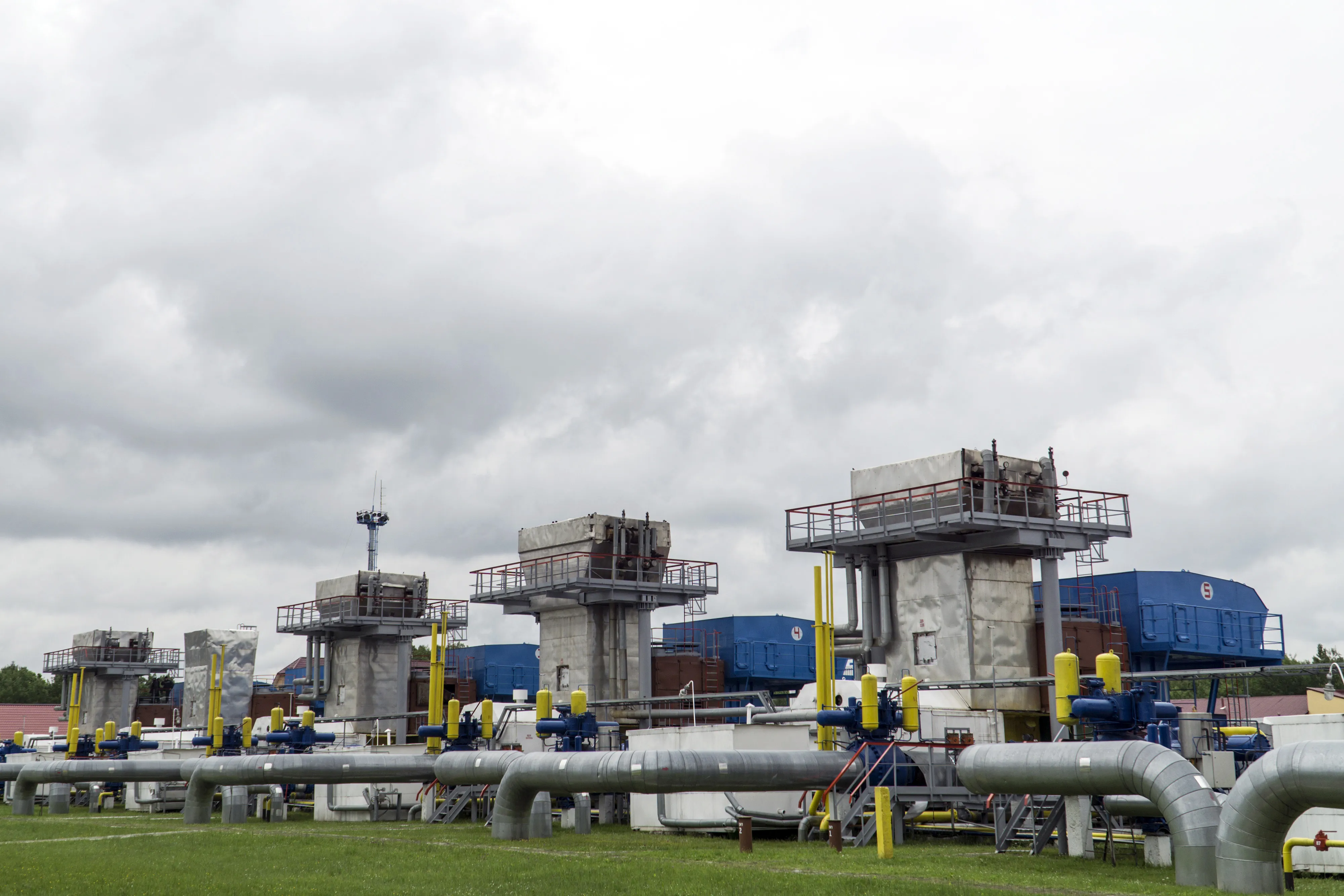 Gas pipes and compressor machinery at the Dashava underground gas storage facility in Striy,&nbsp;Ukraine.