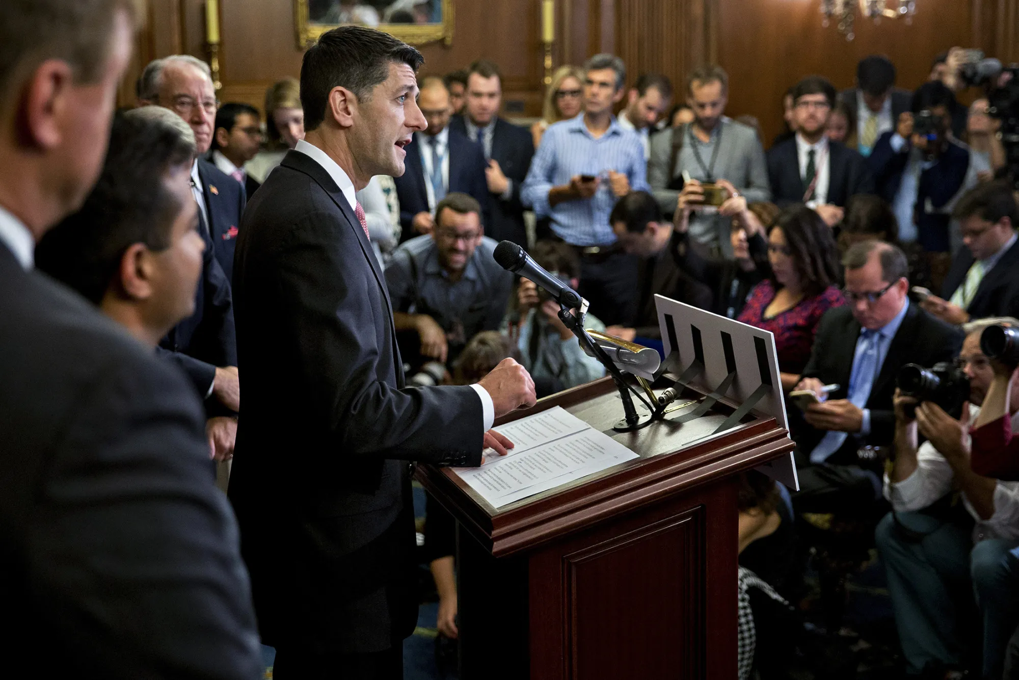 Paul Ryan speaks during a news conference on a unified tax reform framework at the U.S. Capitol in Washington, D.C., on Sept. 27, 2017.
