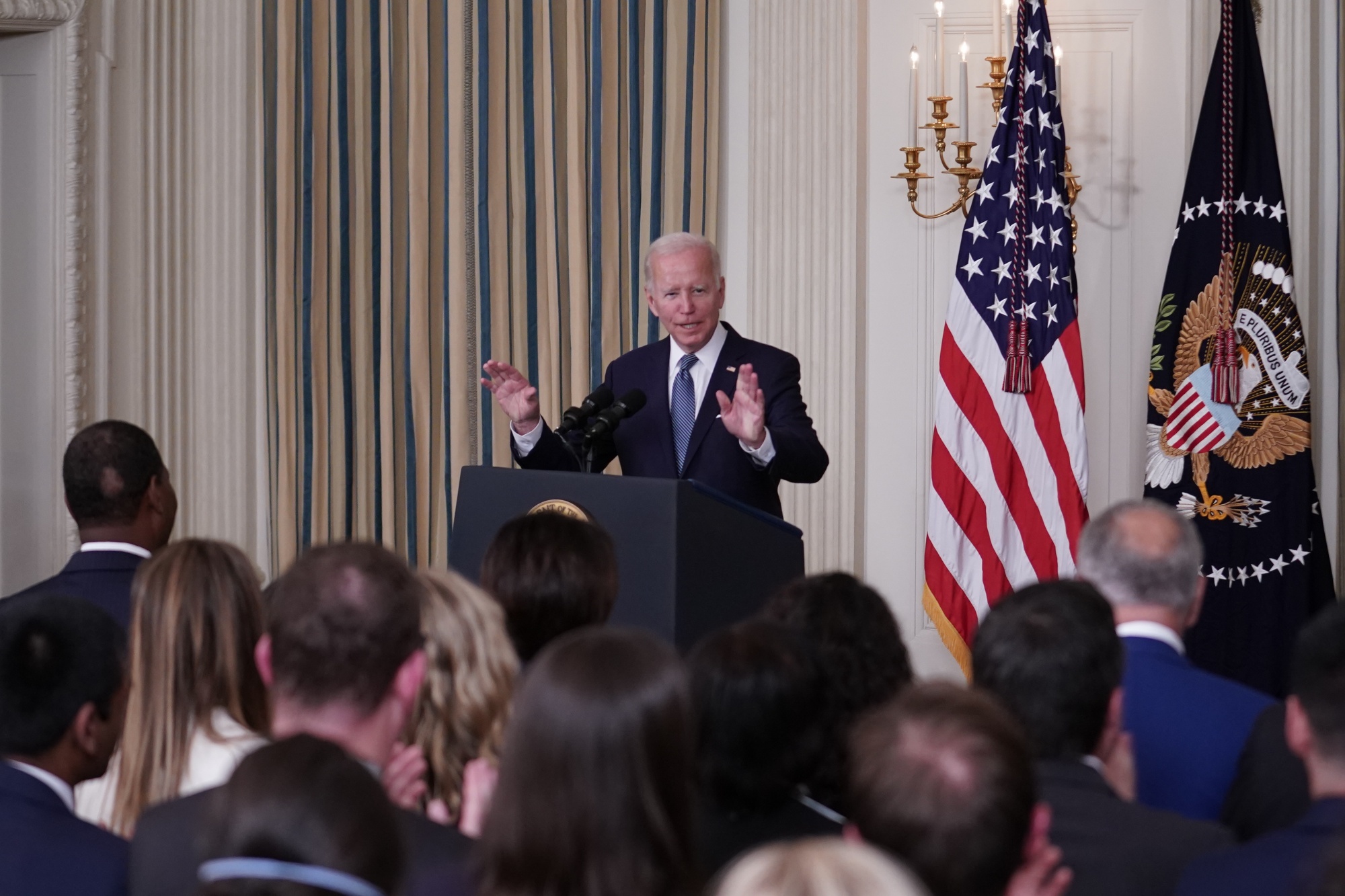 Biden speaks before signing H.R. 5376,&nbsp;the Inflation Reduction Act of 2022, at the&nbsp;White House on Aug. 16.