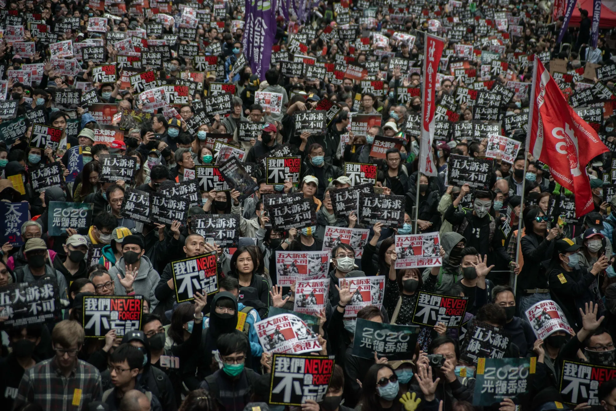 Demonstrators March On The Streets In Hong Kong as Protesters Try to Keep Heat on China Into 2020