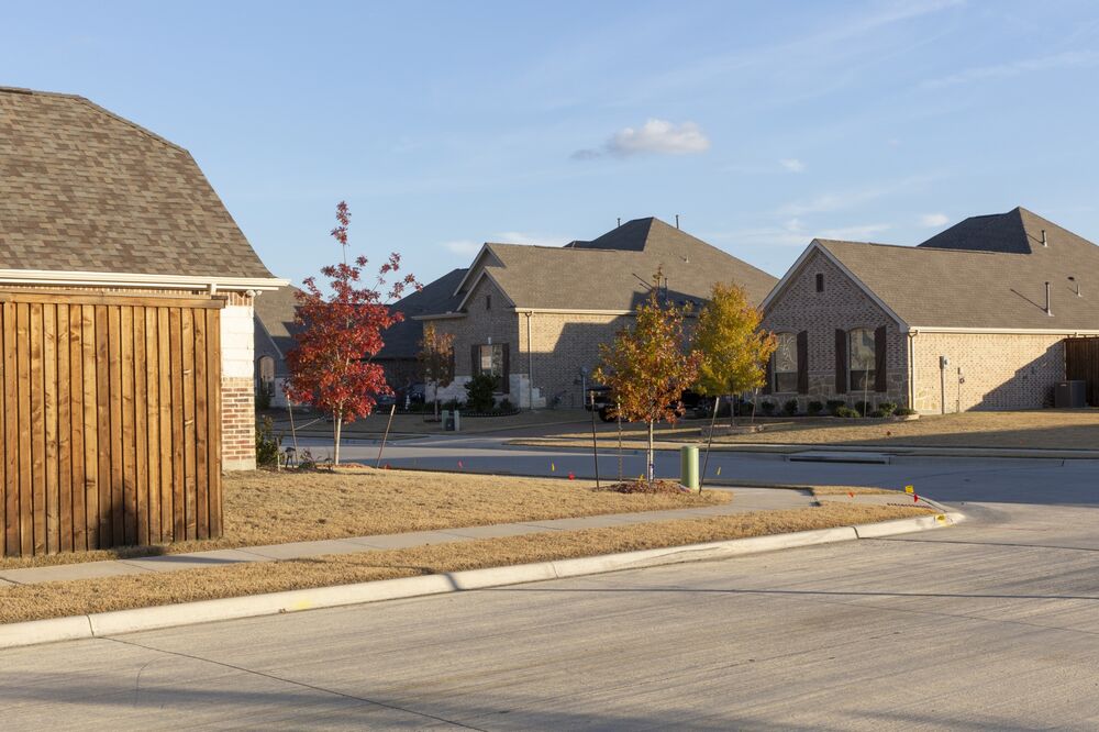 New homes stand at the Creeks of Legacy development in Prosper, Texas.