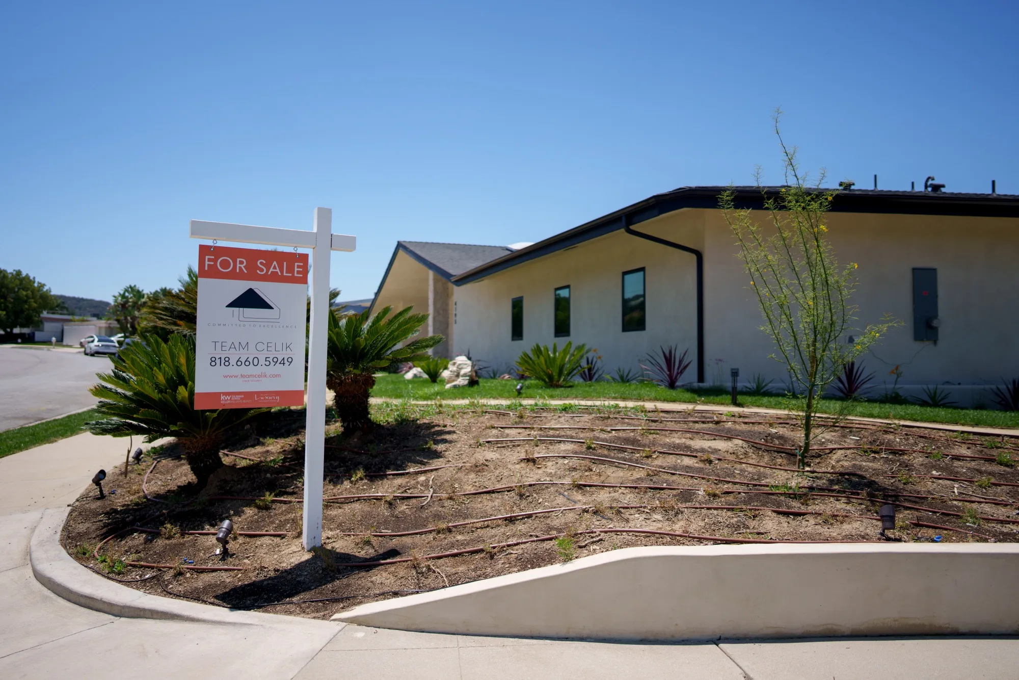 A "For Sale" sign in front of a home in&nbsp;Los Angeles.