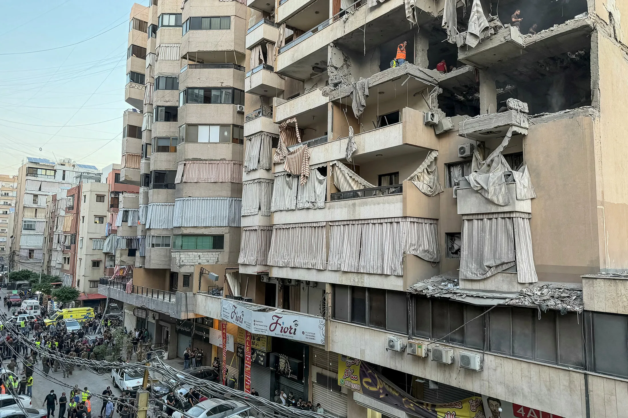 Workers clean the rubble from the site of an Israeli air attack that targeted a residential building in the&nbsp;Dahieh suburbs of&nbsp;Beirut on Nov.&nbsp;23.