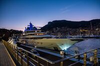 The luxury superyacht Amadea in Monaco in 2019. 