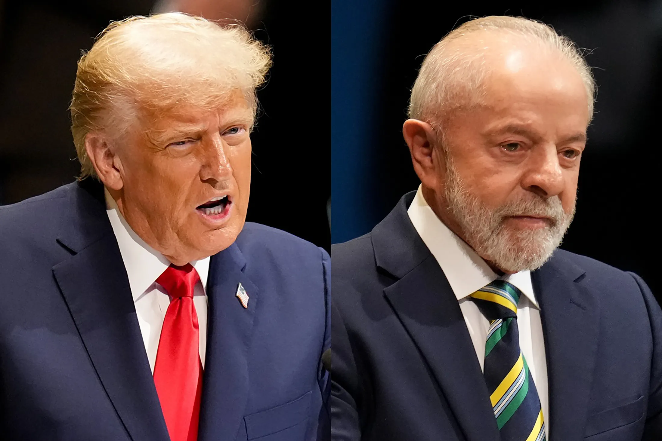 Donald Trump, left, and Luiz Inacio Lula da Silva