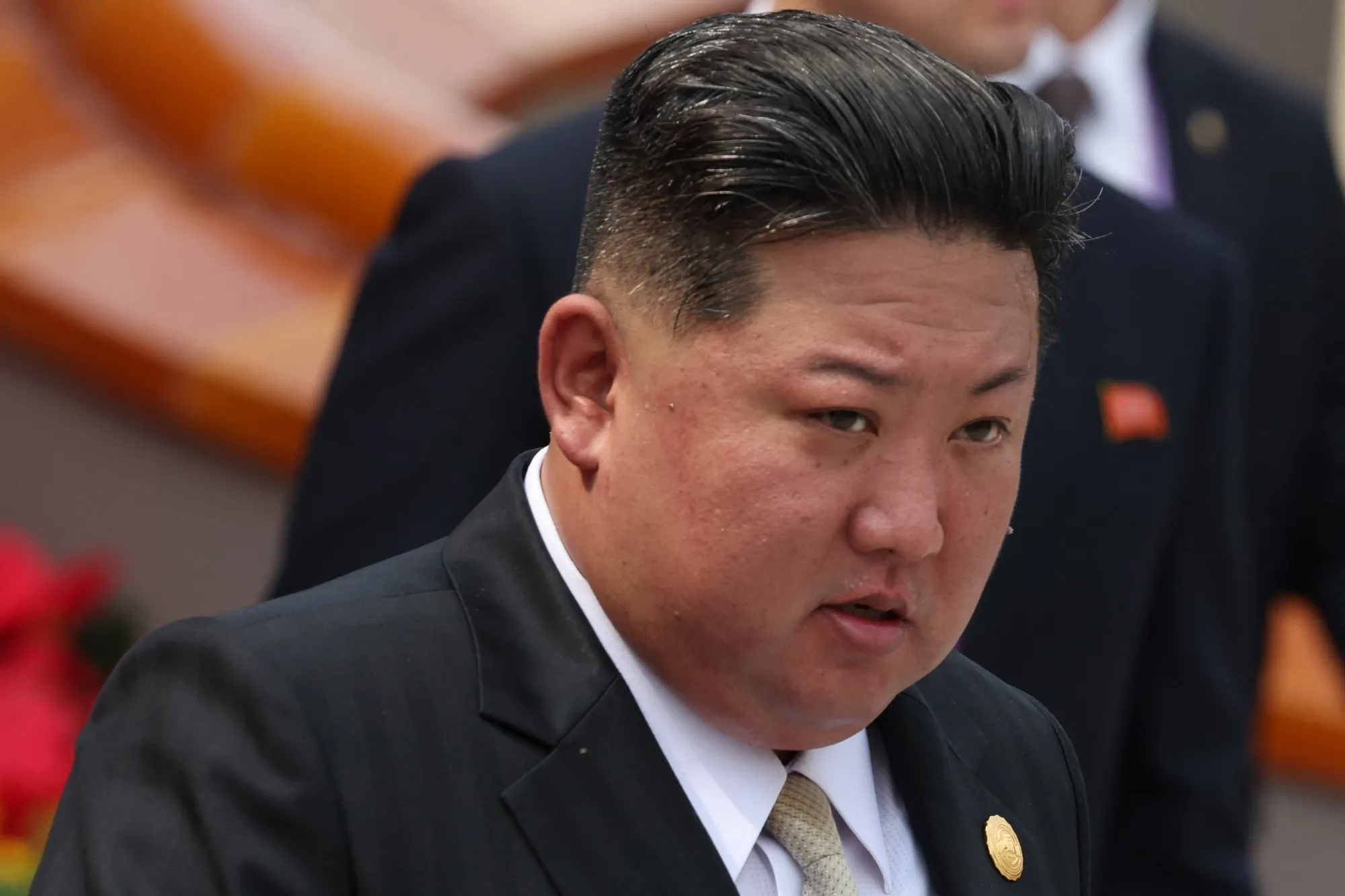 Kim Jong Un in Beijing on Sept. 3 in a pool photograph distributed by the Russian state agency Sputnik.