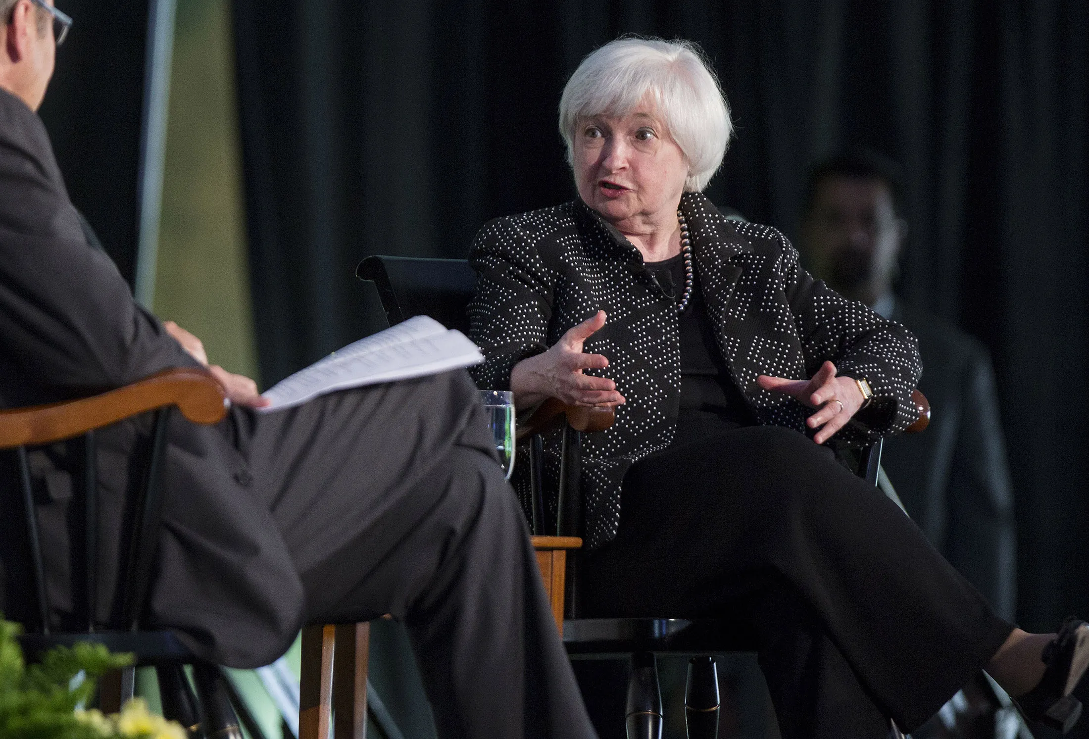 Janet Yellen speaks during a Radcliffe Day event at Harvard University in Cambridge, Massachusetts, on May 27, 2016.
