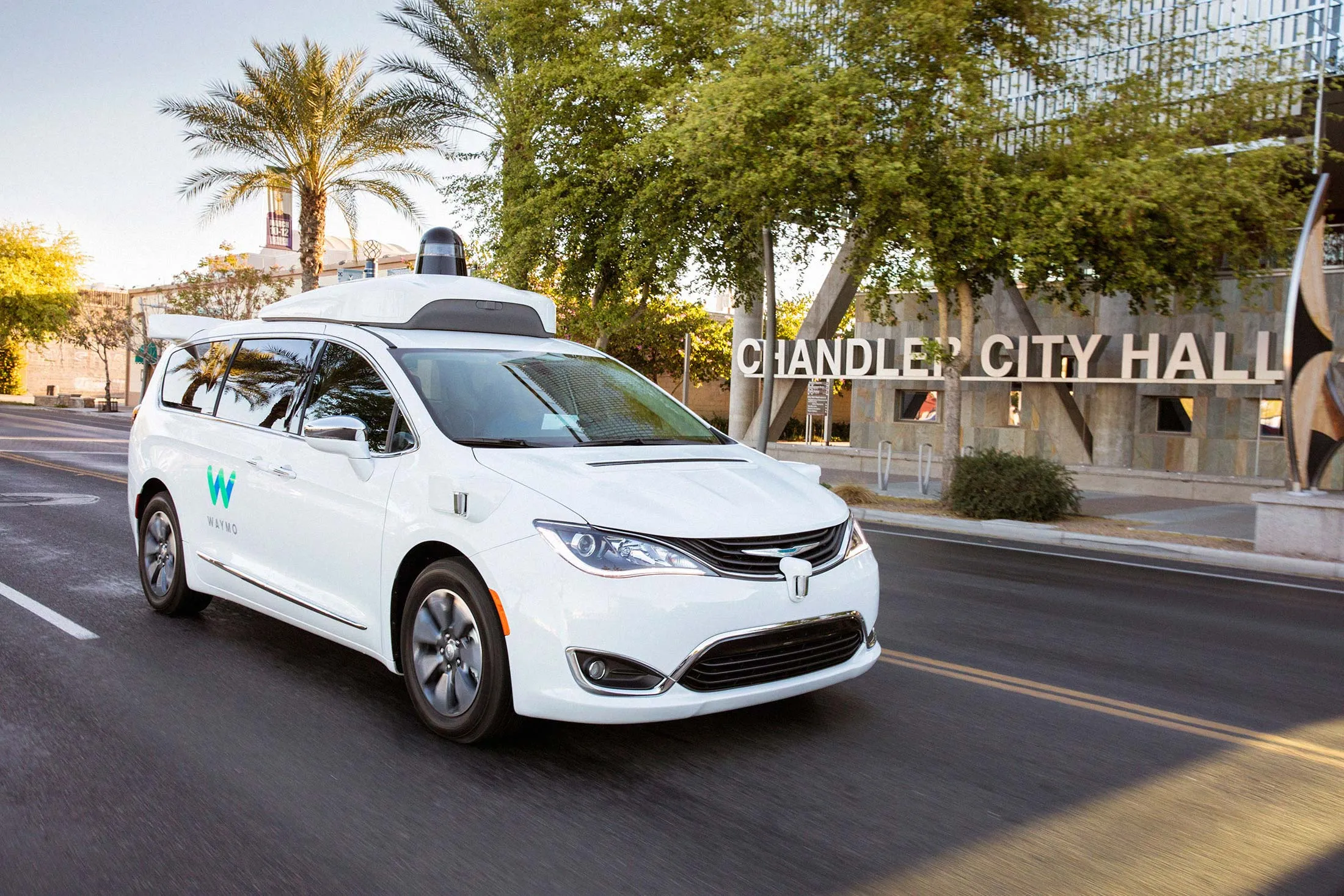 Waymo’s autonomously driven Chrysler Pacifica Hybrid minivan.