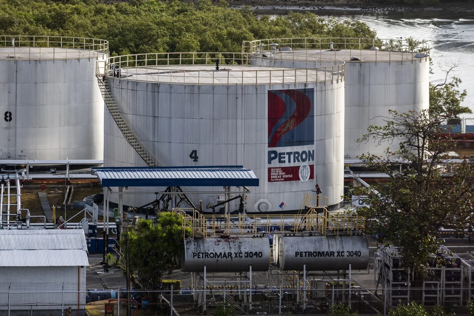 Storage tanks at the Petron Corp. Mandaue Terminal, in Mandaue City in Cebu, the Philippines.