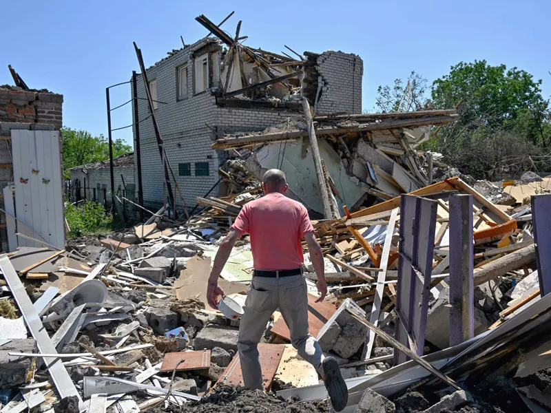 Debris of a building destroyed following a&nbsp;Russian missile attack, in Kramatorsk, Donetsk Region, Ukraine.
