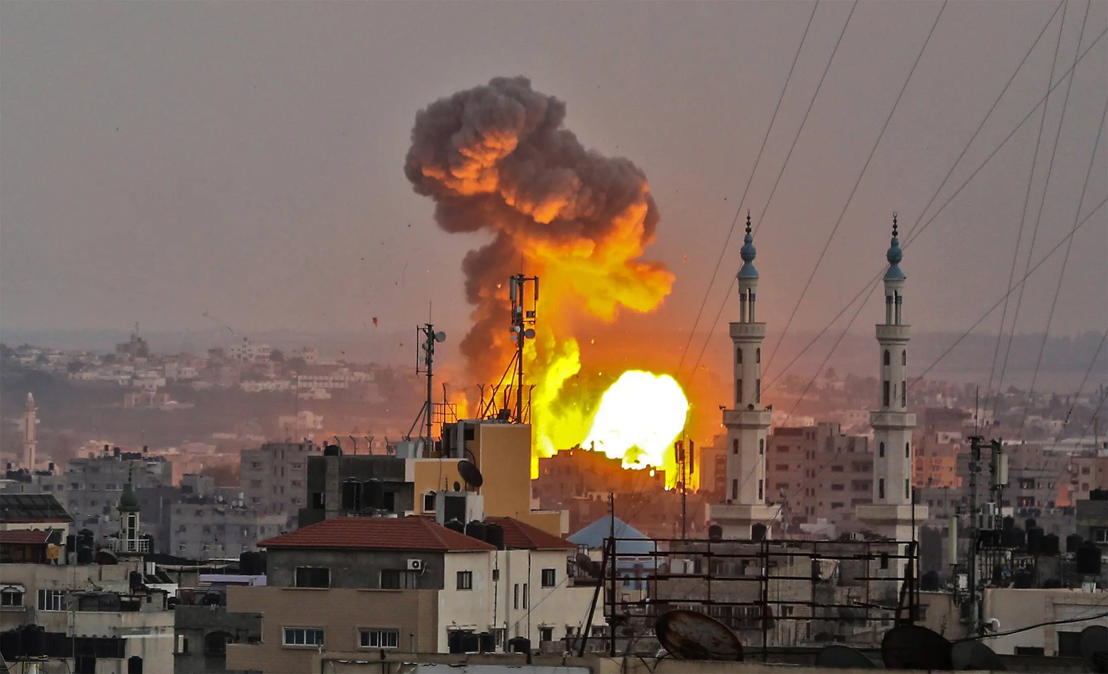 Explosions over&nbsp;Gaza City on July 20.