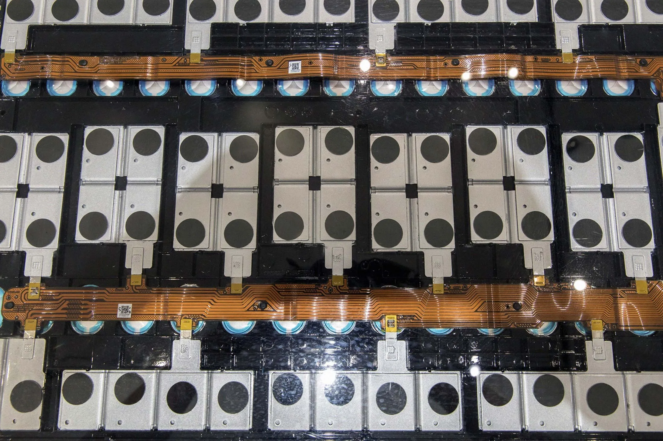 The cross-section of an electric vehicle battery at the Contemporary Amperex Technology Co. headquarters in Ningde, China.