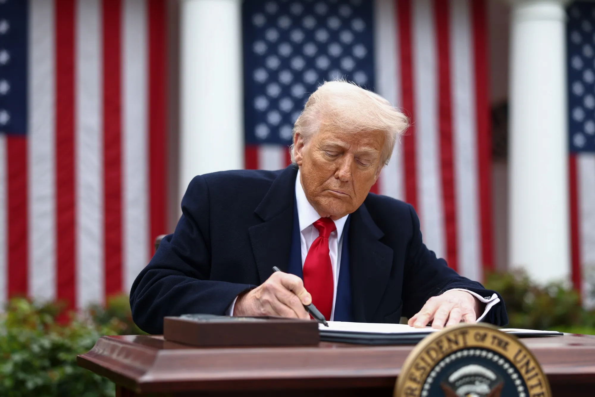 President Trump Announces New Tariffs In Rose Garden Speech