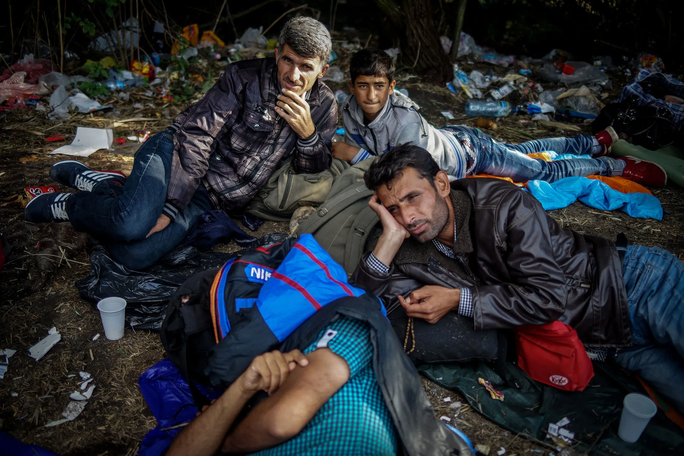 The makeshift migrant camp near the border line between Serbia and Hungary in Roszke, Hungary, on Sept. 12, 2015.
