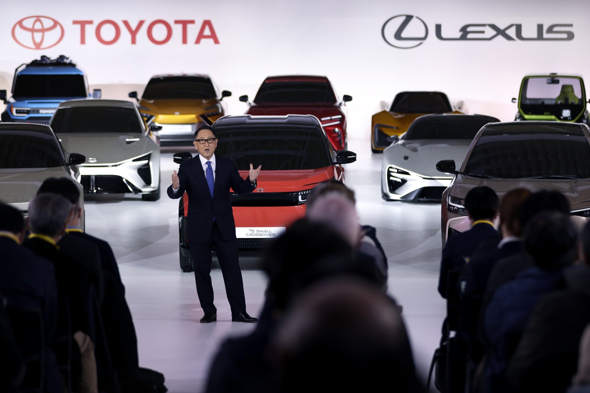 Akio Toyoda speaks during a news conference on Dec. 14.