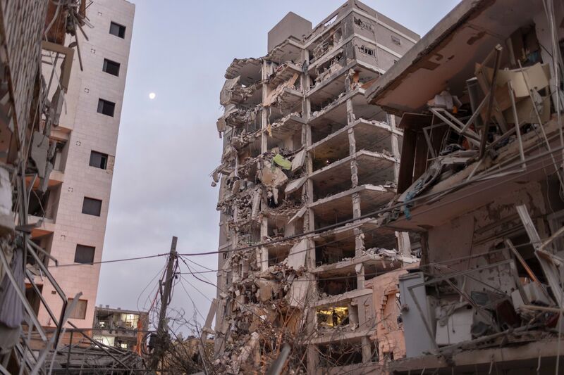 Damage to a building hit by a ballistic missile launched from Iran in Bat Yam, Israel, June 15, 2025.