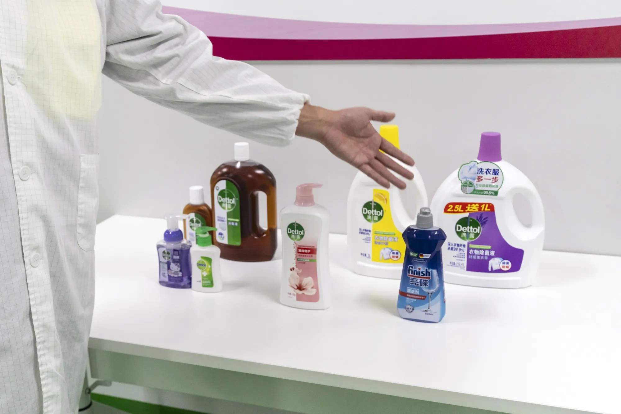 Dettol products displayed at a Reckitt Benckiser Plc production facility.