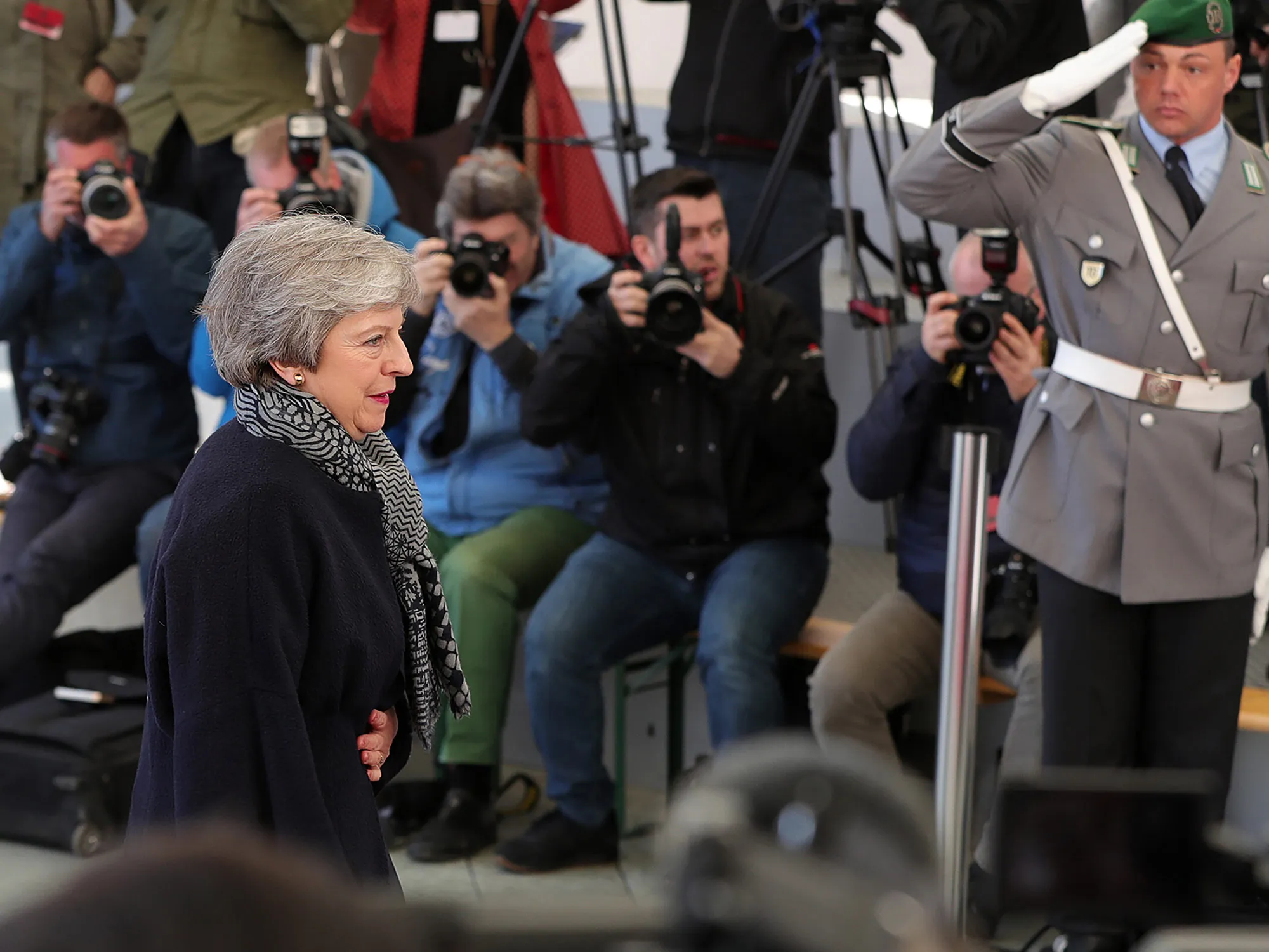 Theresa May in Berlin on April 9.