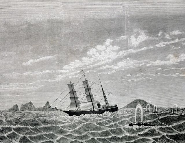 The Arctic voyage of Adolf Erik Nordenskiold aboard the Vega on July 17, 1878.