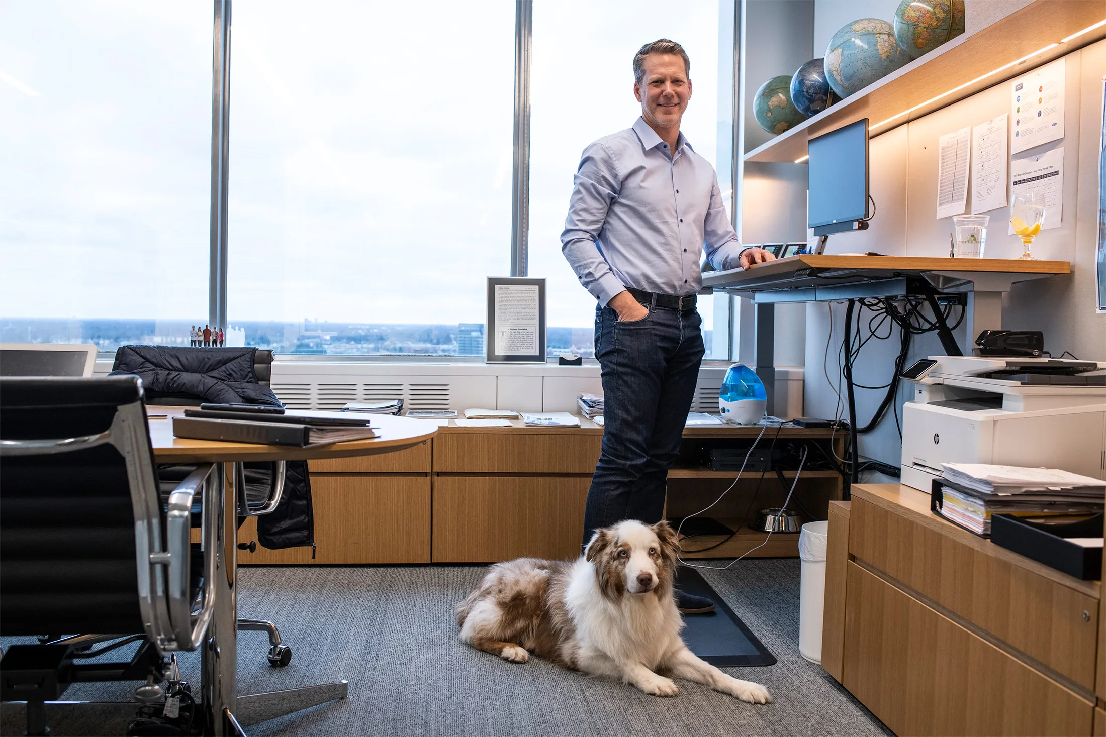 Tim Stone and his dog Findley in Dearborn, Michigan, U.S.