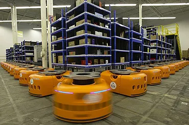 Kiva's ottoman-shaped robots are used in warehouses run by Staples, Walgreens and Gap.com 