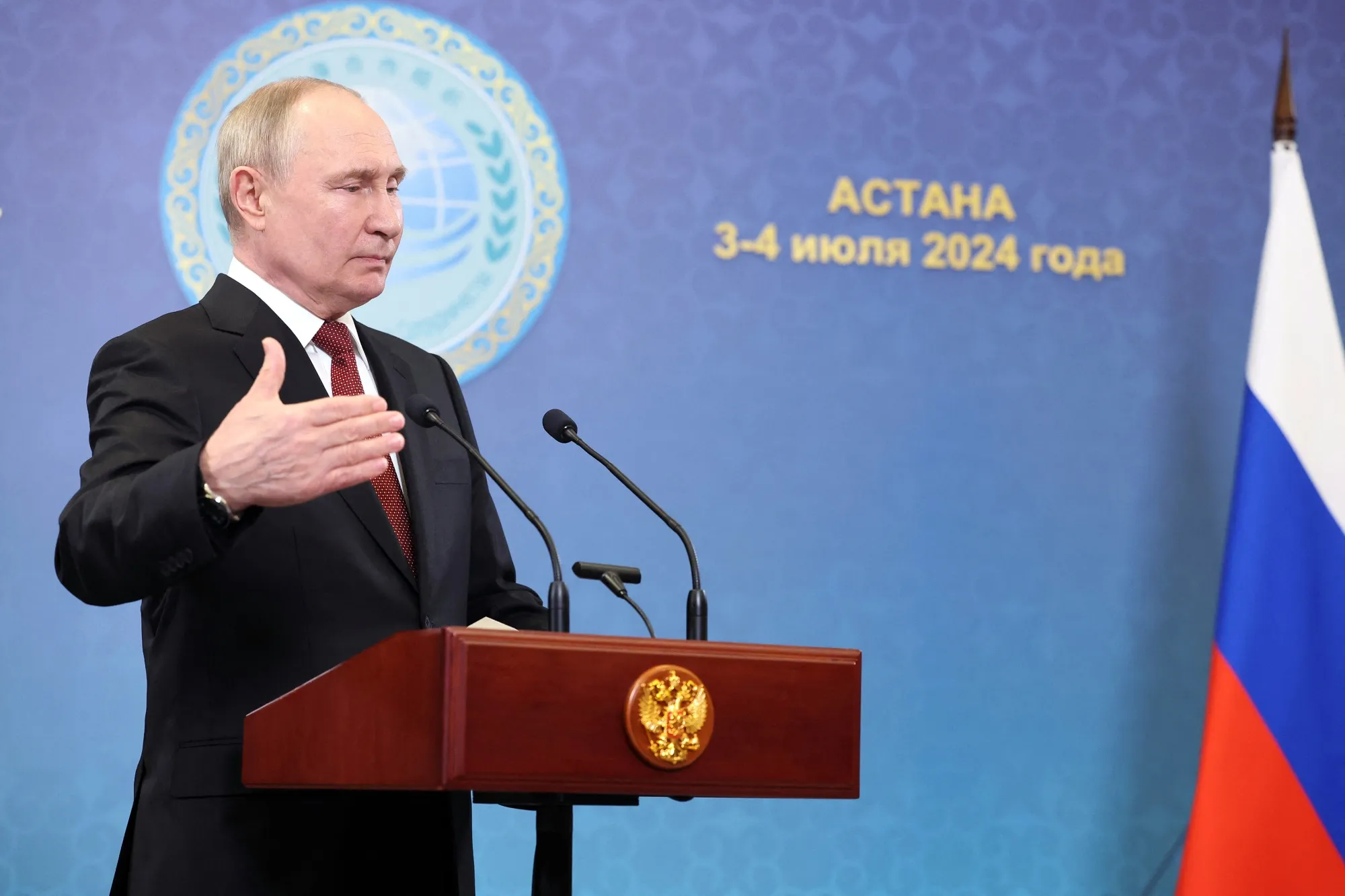 Vladimir Putin&nbsp;in Astana on July 4.