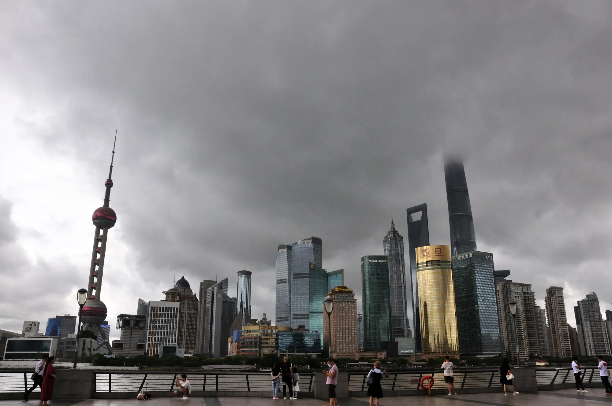 Dark clouds brought by typhoon Chanthu over the Bund in Shanghai, on Sept. 12.