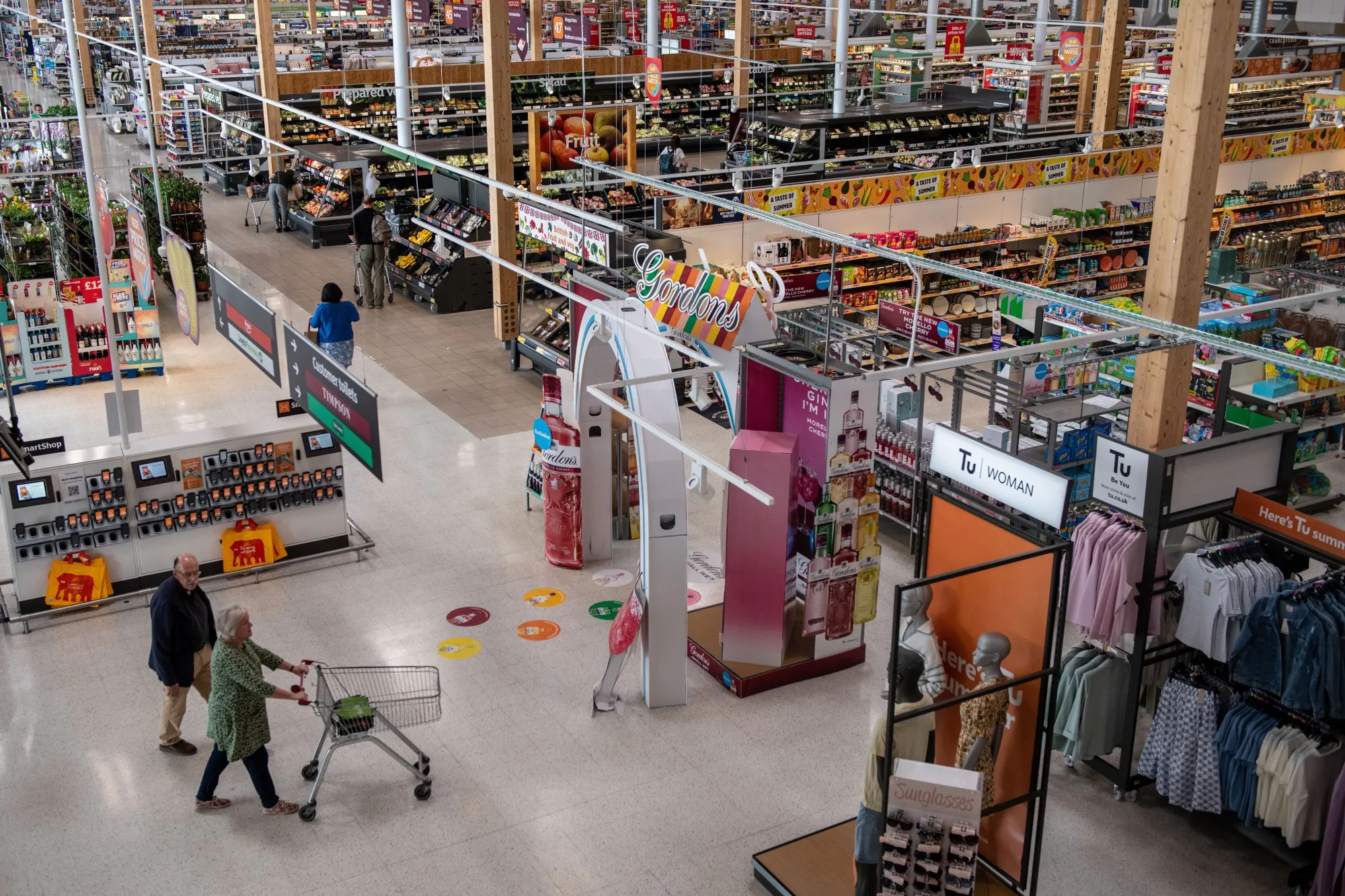 Shoppers inside a supermarket in London.