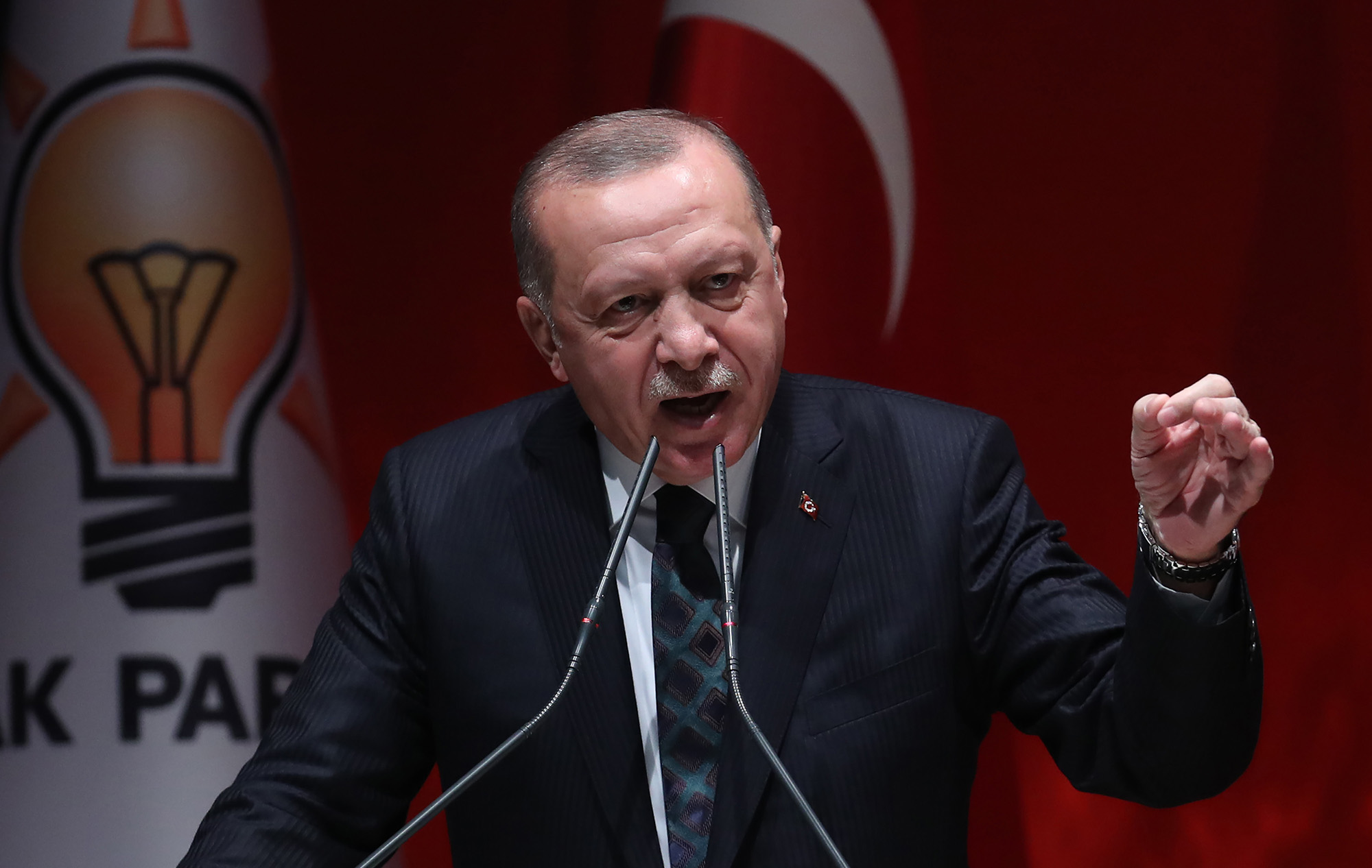 Recep Tayyip Erdogan speaks&nbsp;in Ankara on Oct. 10.&nbsp;