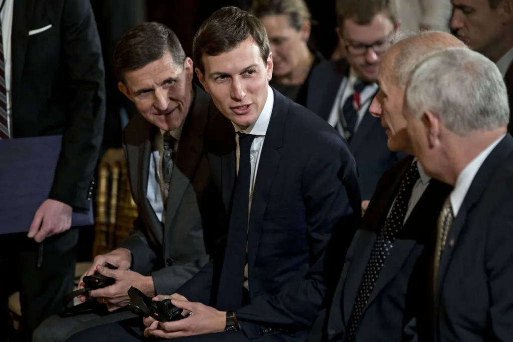 Jared Kushner back when he was willing to be photographed next to Mike Flynn.
