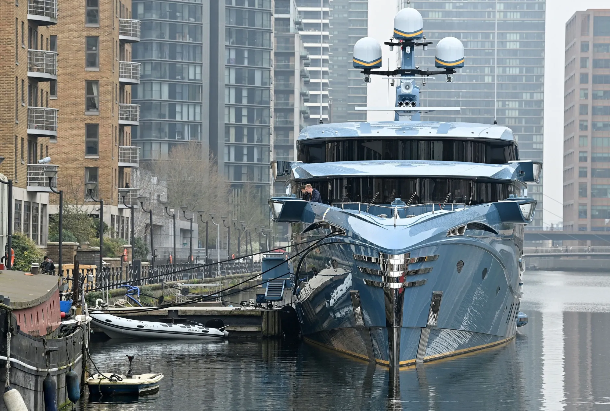 The Phi&nbsp;superyacht in London, on&nbsp;March 30, 2022.