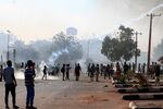 Sudanese protesters gather amid tear gas fired by security forces&nbsp;during a demonstration against the Oct. 25 coup, in Khartoum, on Jan. 2.