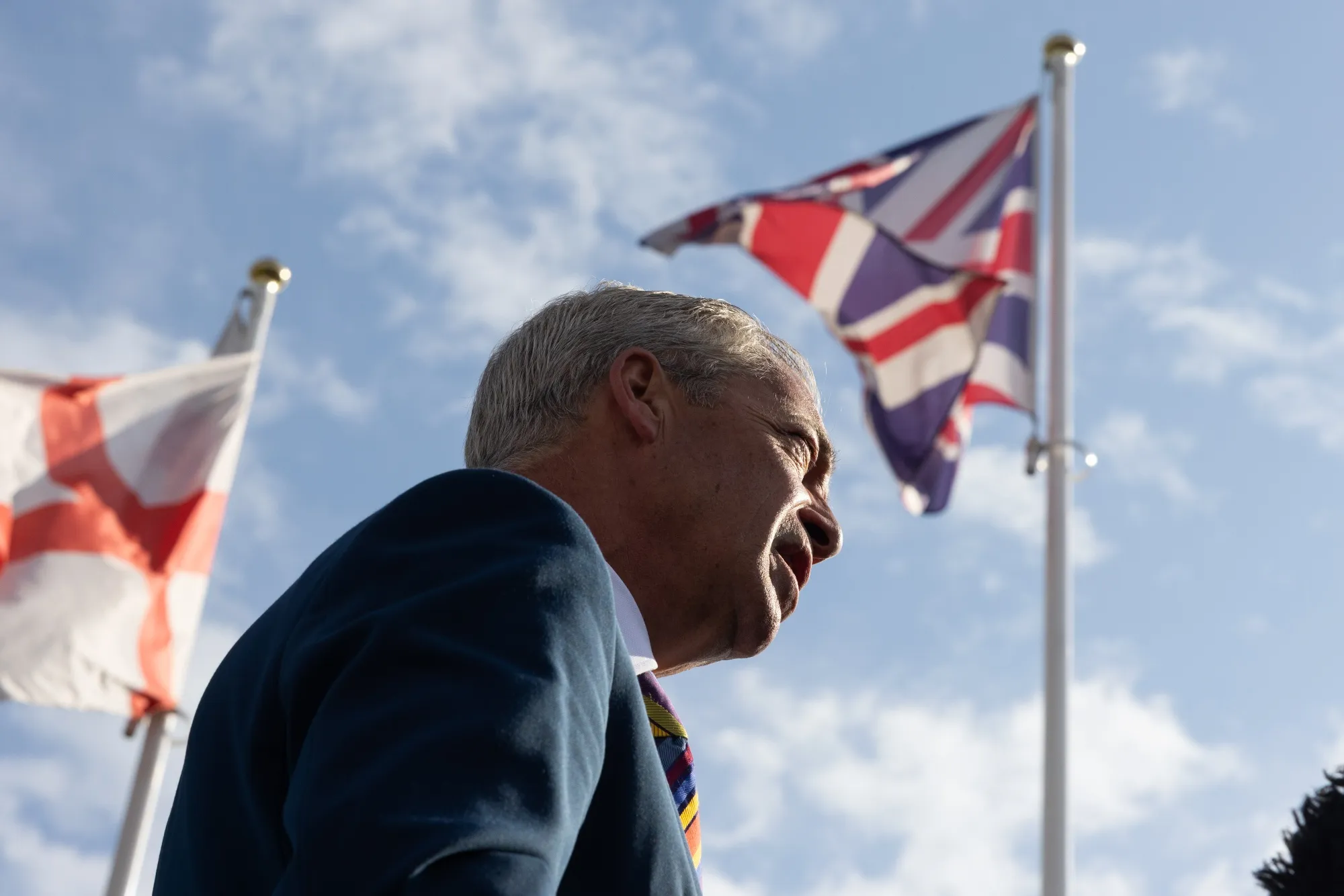 Nigel Farage outside Havering Town Hall following the local election in Romford, May 8.