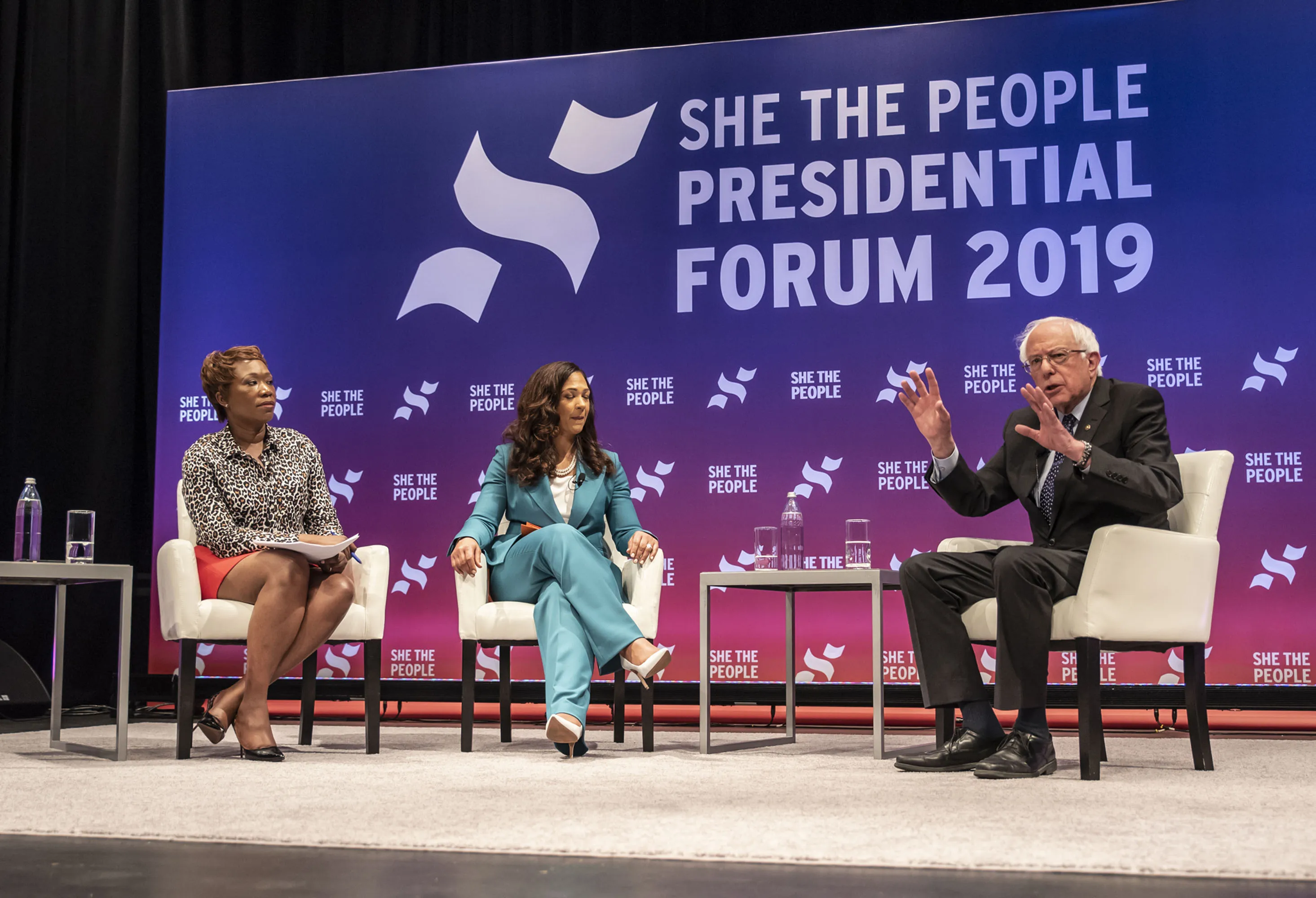 Bernie Sanders speaks to a crowd at the She The People Presidential Forum at Texas Southern University on April 24.
