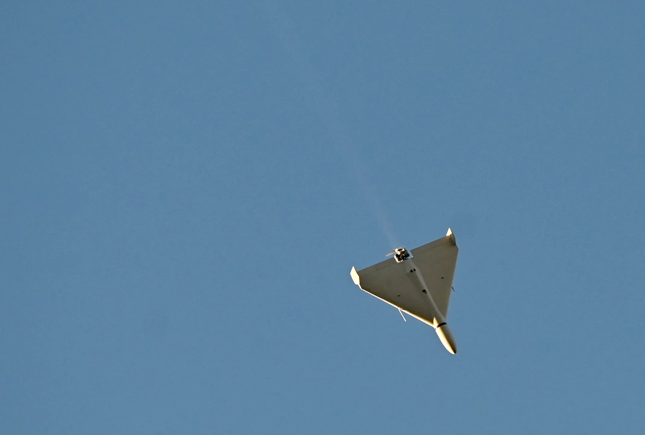 An Iranian-made Shahed-136 loitering drone during a Russian attack on Kyiv in October.