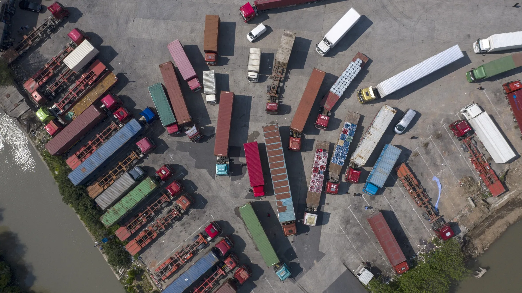 Semi-trailers In Shanghai As China Looks at How it Could Expedite U.S. Farm Goods Imports