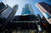 Monitors display stock information outside of Morgan Stanley global headquarters in New York, U.S..