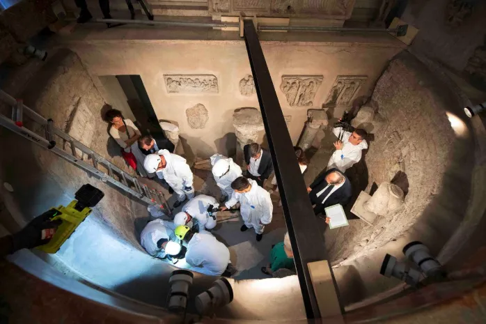 Experts open the ossuary at the Teutonic Cemetery