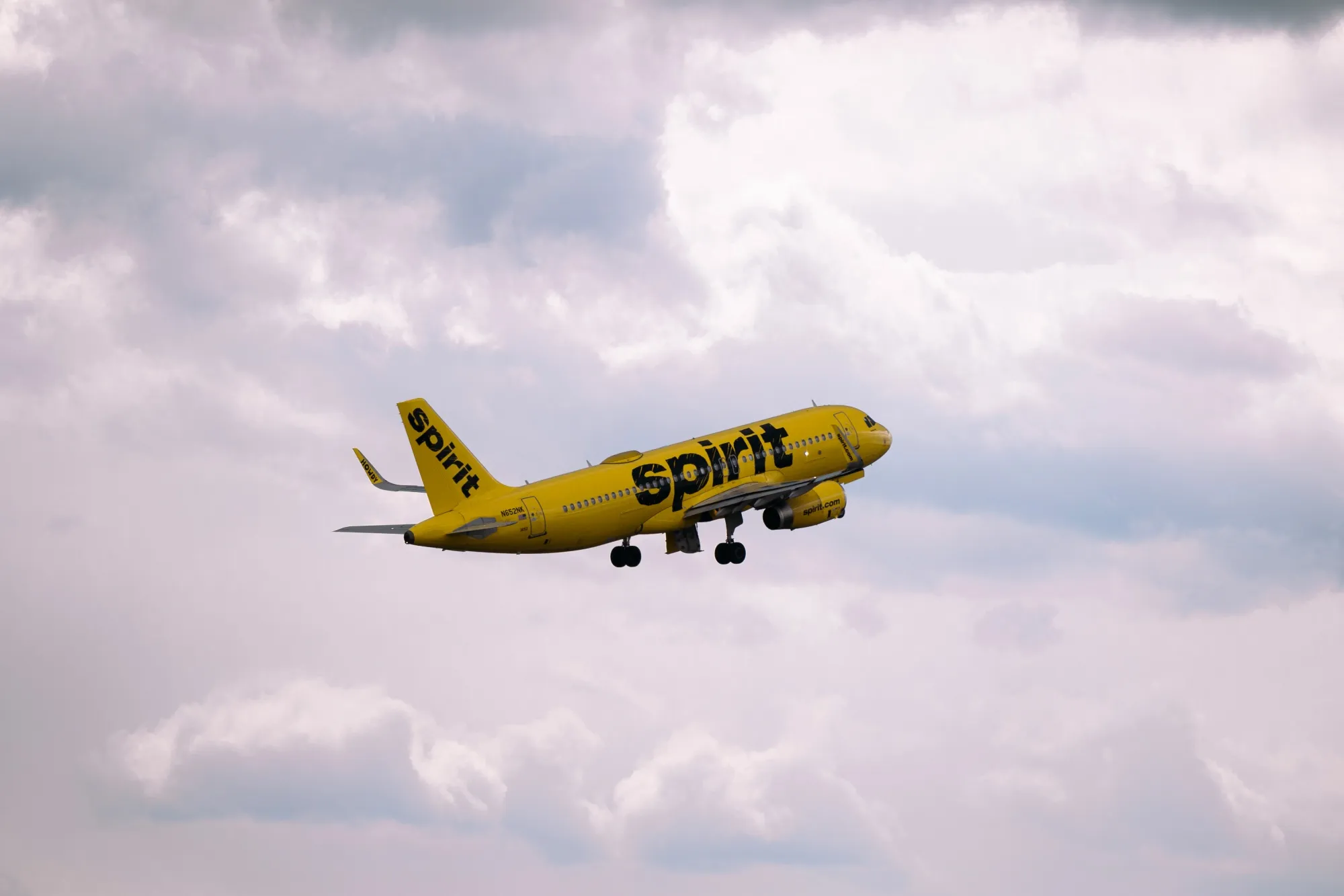A Spirit Airlines Airbus A320 aircraft takes off from Baltimore-Washington Airport (BWI) in Baltimore, Maryland.