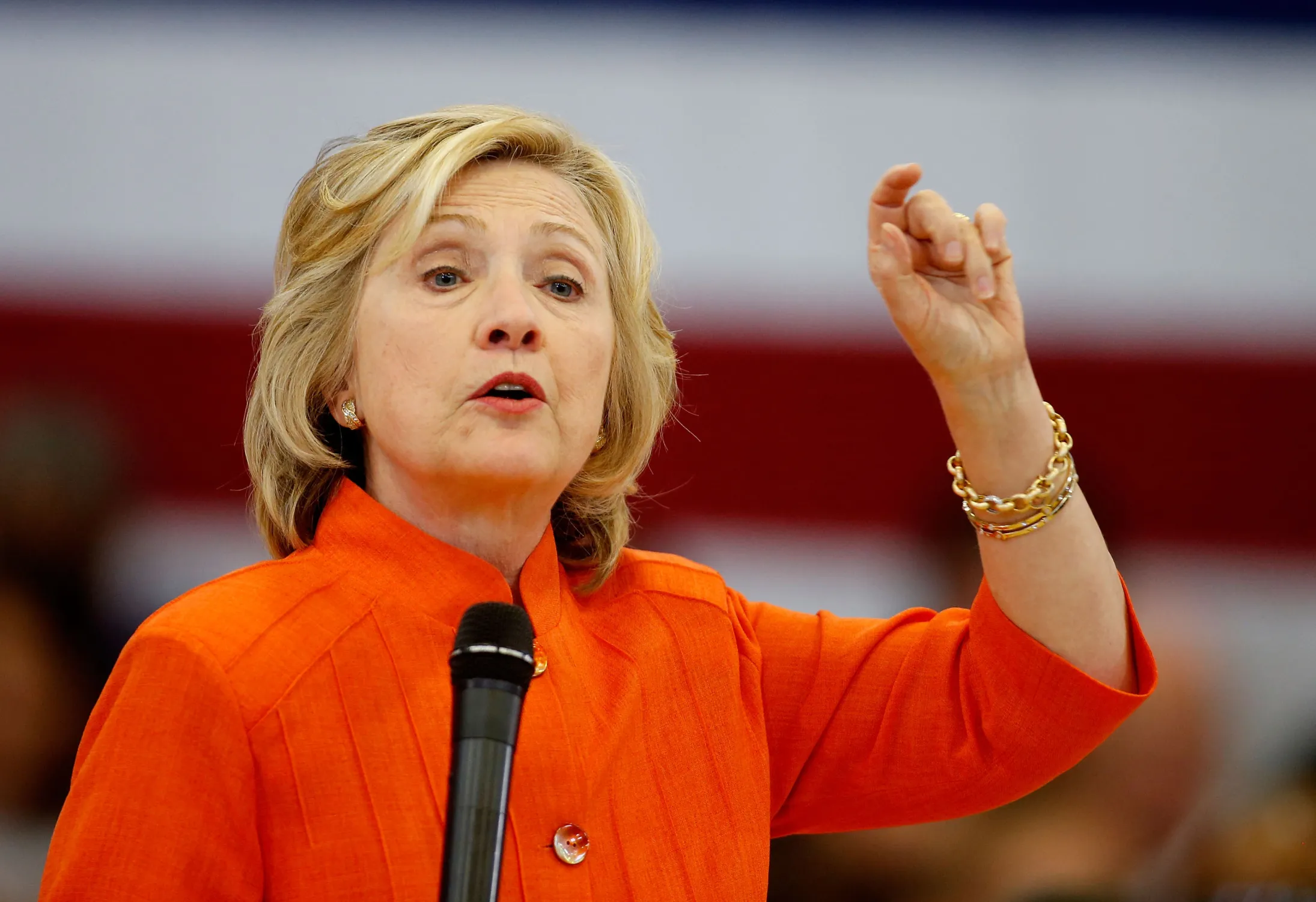 Democratic presidential candidate and former U.S. Secretary of State Hillary Clinton delivers remarks during a campaign stop at Dr. William U. Pearson Community Center on August 18, 2015 in North Las Vegas, Nevada.
