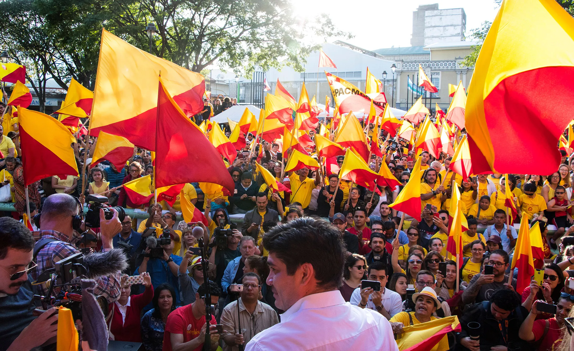 Carlos Alvarado at a rally with supporters in San Jose, Costa Rica, on Jan. 28, 2018.