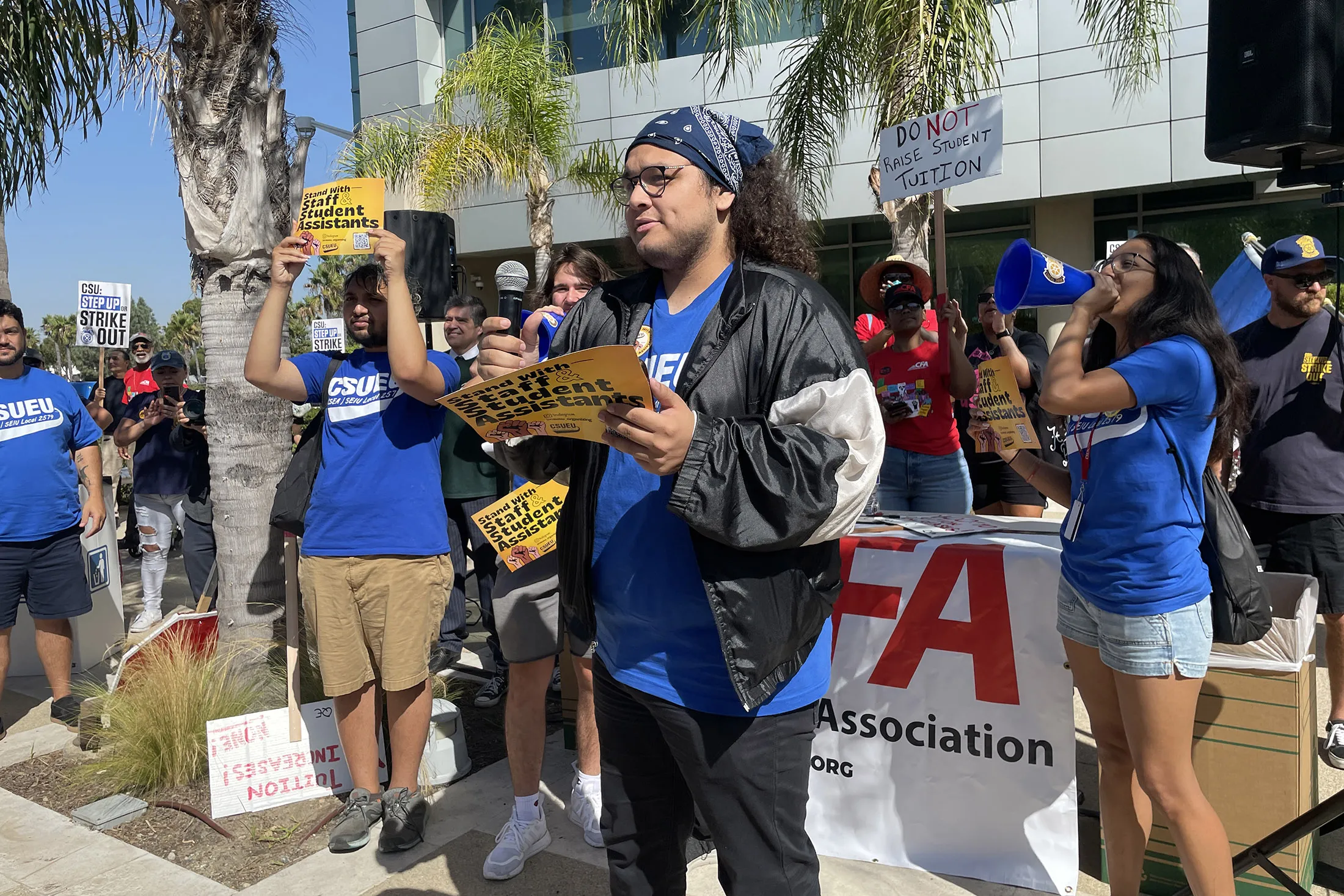 A rally held&nbsp;at the CSU Board of Trustees&nbsp;on Sept. 12, 2023.
