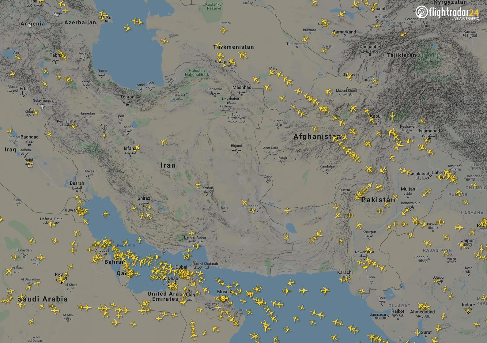 An illustration shows Afghan airspace on Jan. 21, 2020.