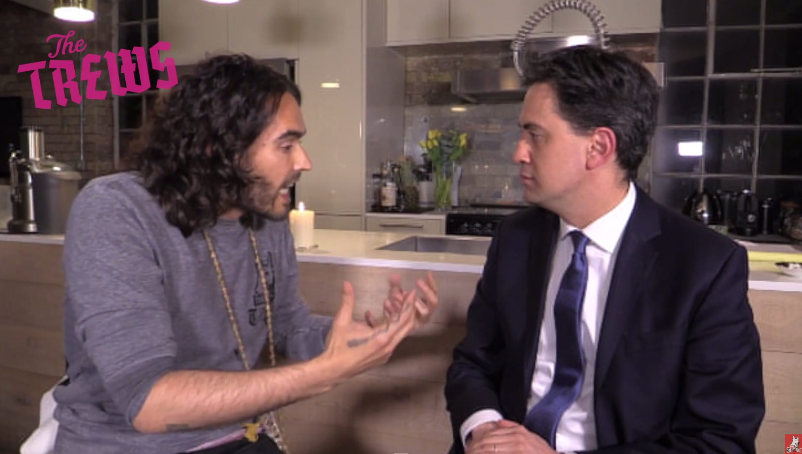 Russell Brand explains his model for revolution to Labour leader Ed Miliband.
