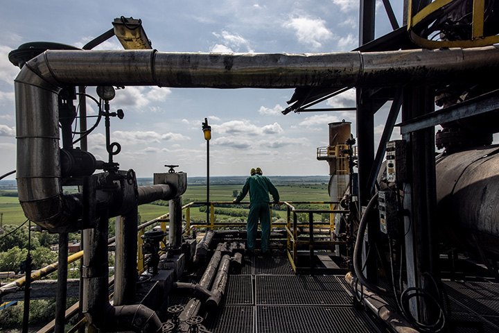 The Duna oil refinery in Szazhalombatta, Hungary. Russian oil arrives to Hungary via the Druzhba&nbsp;pipeline.&nbsp;