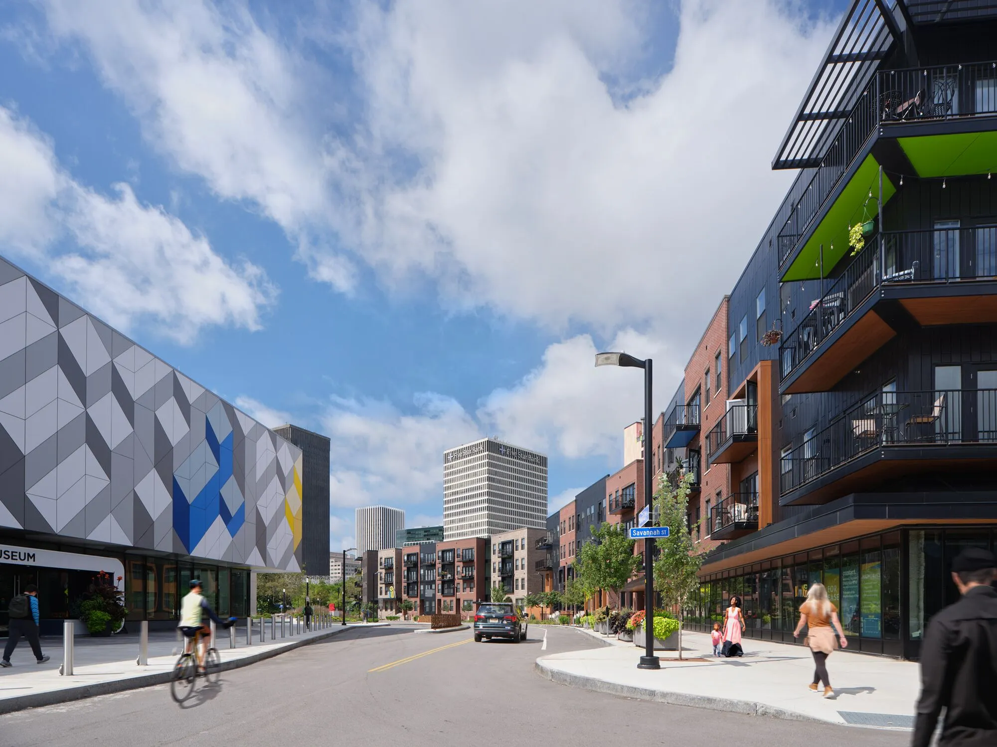 After a sunken expressway was filled in, residential and retail development has transformed this downtown Rochester neighborhood.&nbsp;