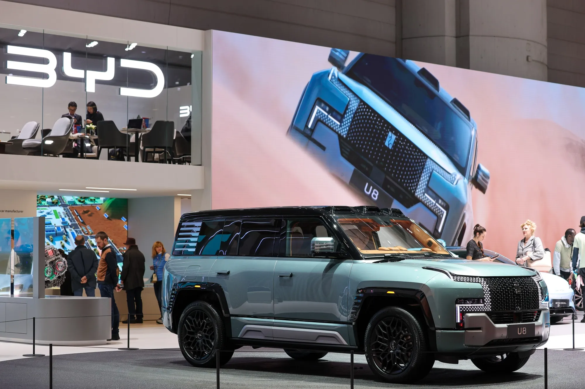 A BYD Co. Yangwang U8 sport-utility vehicle (SUV) at the Geneva International Motor Show in Geneva.