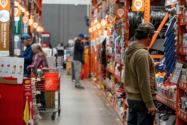 Shoppers inside a Home Depot store in Roseville, California, US